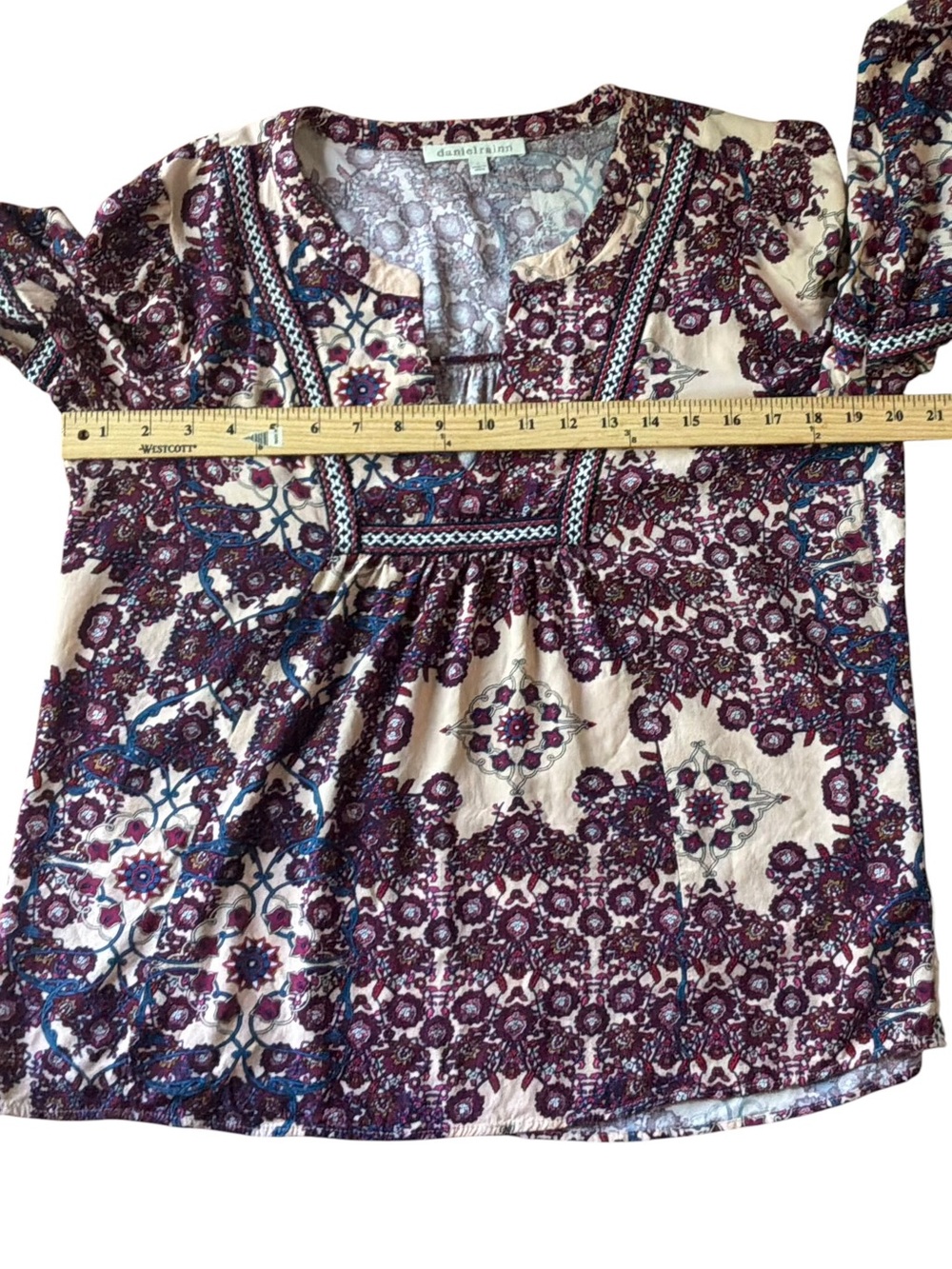 Daniel Rainn Split Neck Boho Blouse - Picture 3 of 10